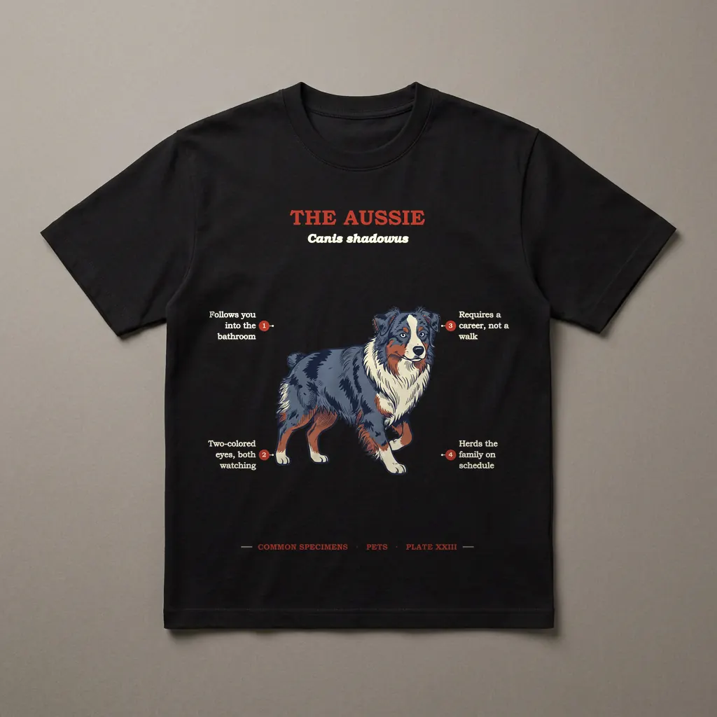 THE AUSSIE, printed on a dark garment