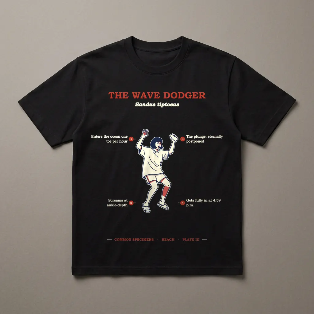 THE WAVE DODGER, printed on a dark garment