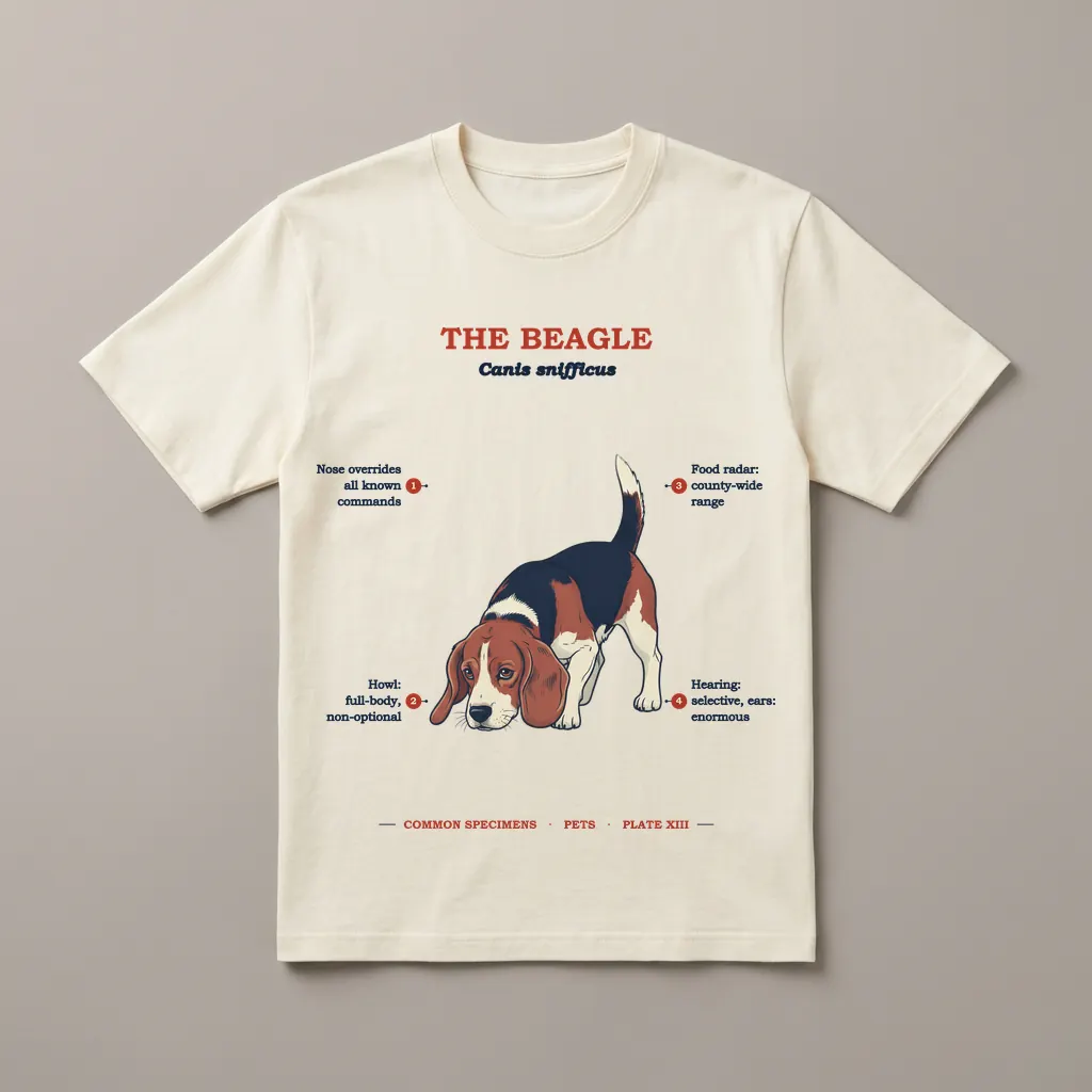 THE BEAGLE, printed on a tee