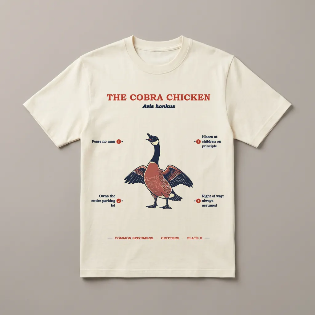 THE COBRA CHICKEN, printed on a tee