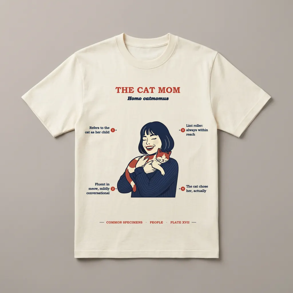 THE CAT MOM, printed on a tee