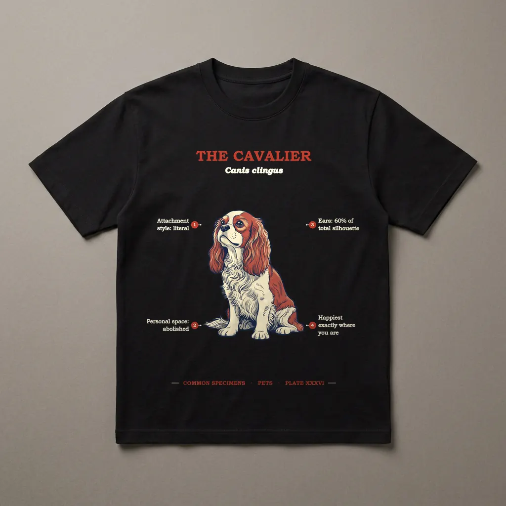 THE CAVALIER, printed on a dark garment