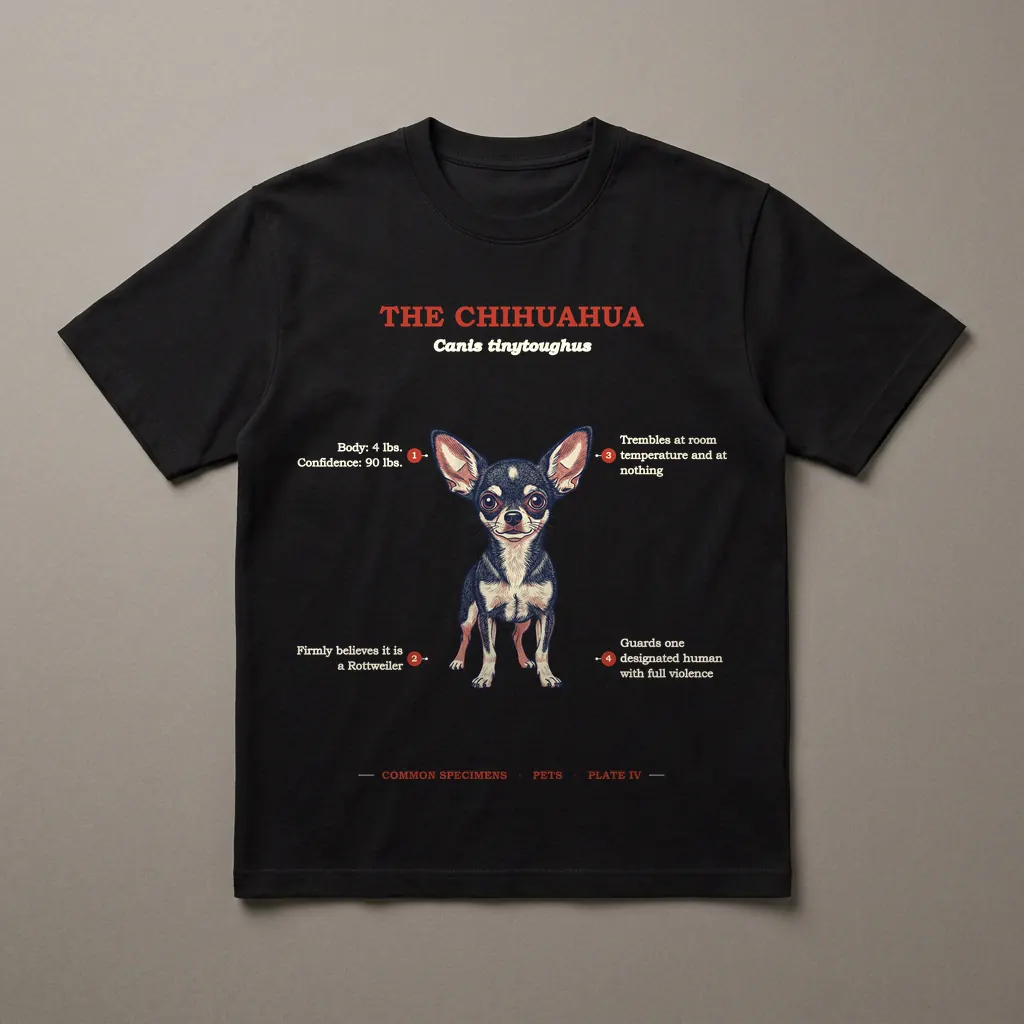 THE CHIHUAHUA, printed on a dark garment