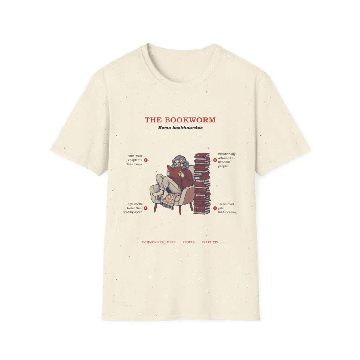 THE BOOKWORM, printed on a tee