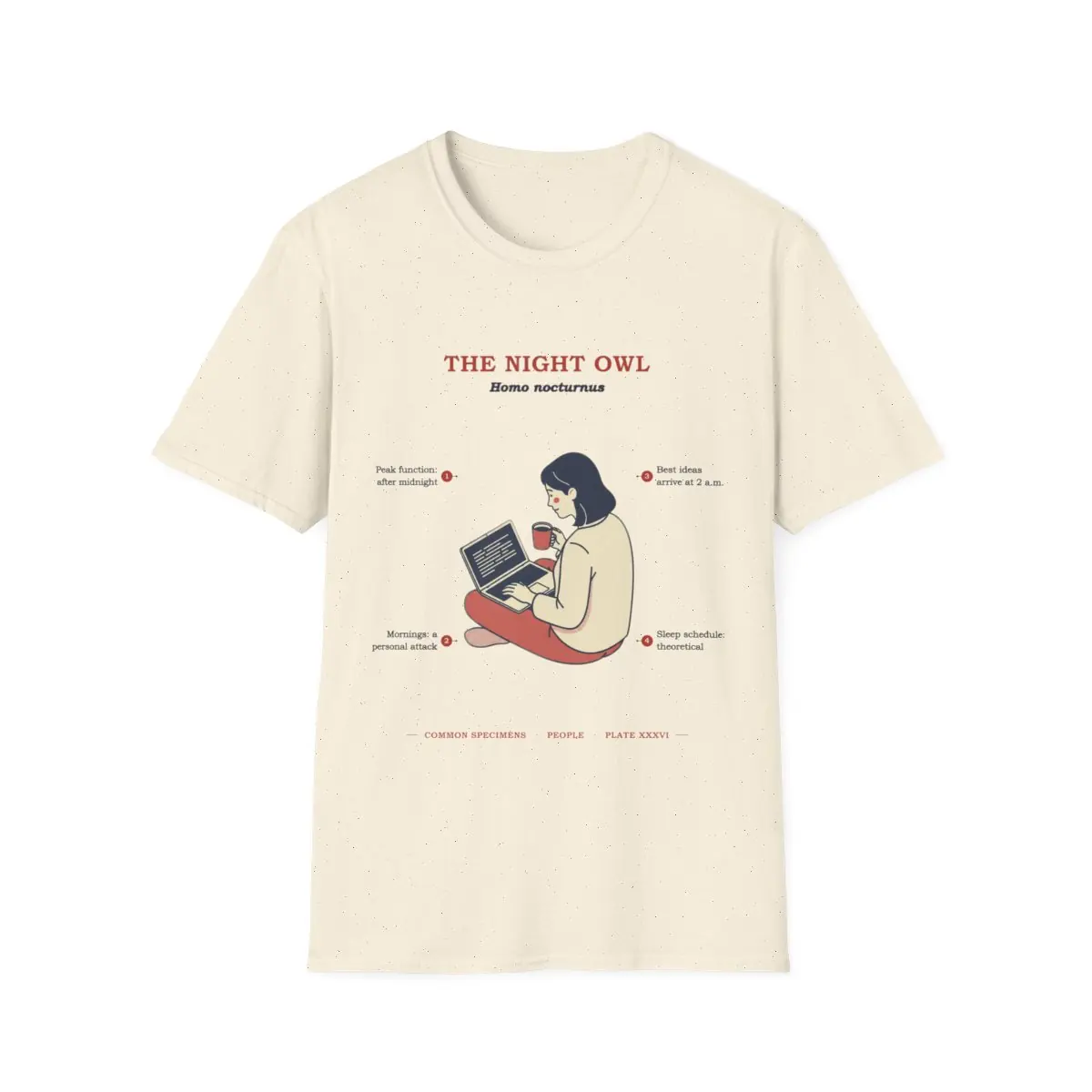 THE NIGHT OWL, printed on a tee