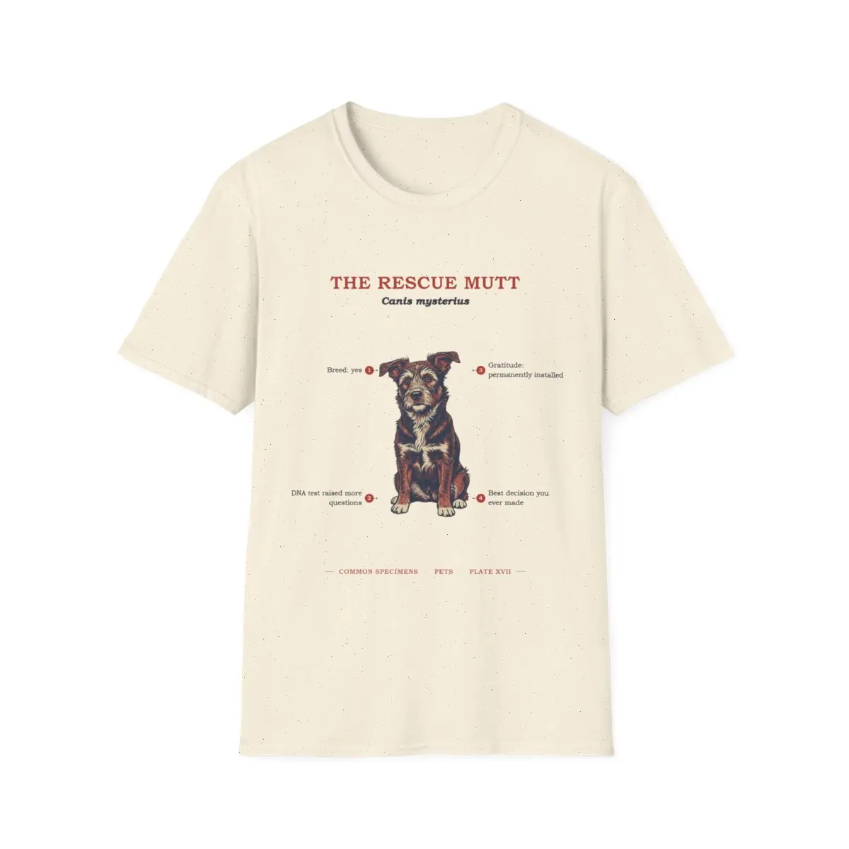 THE RESCUE MUTT, printed on a tee