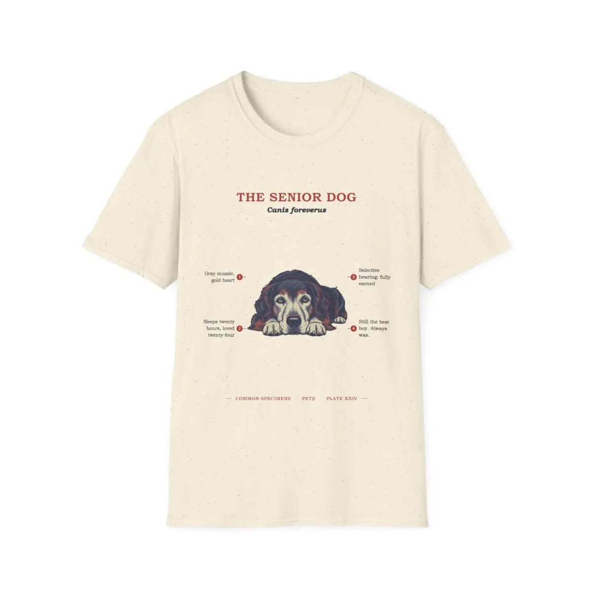 THE SENIOR DOG, printed on a tee