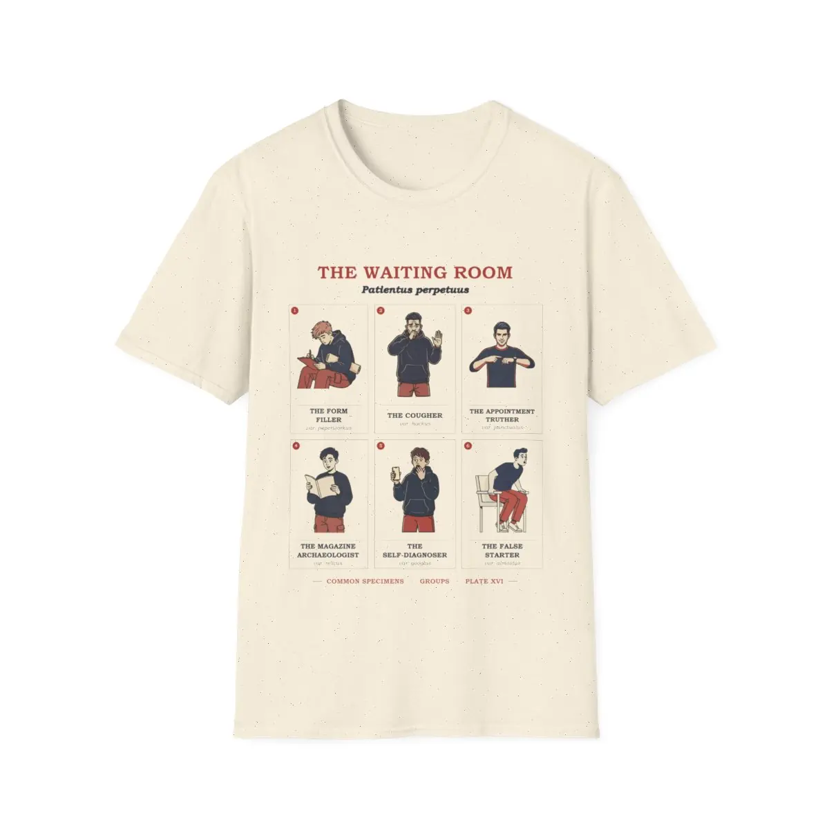 THE WAITING ROOM, printed on a tee