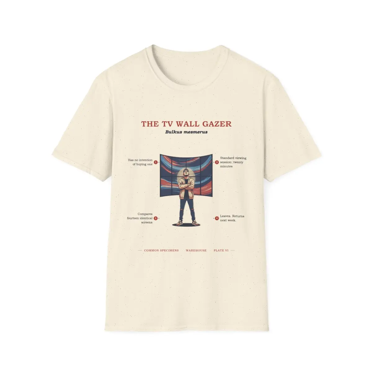 THE TV WALL GAZER, printed on a tee