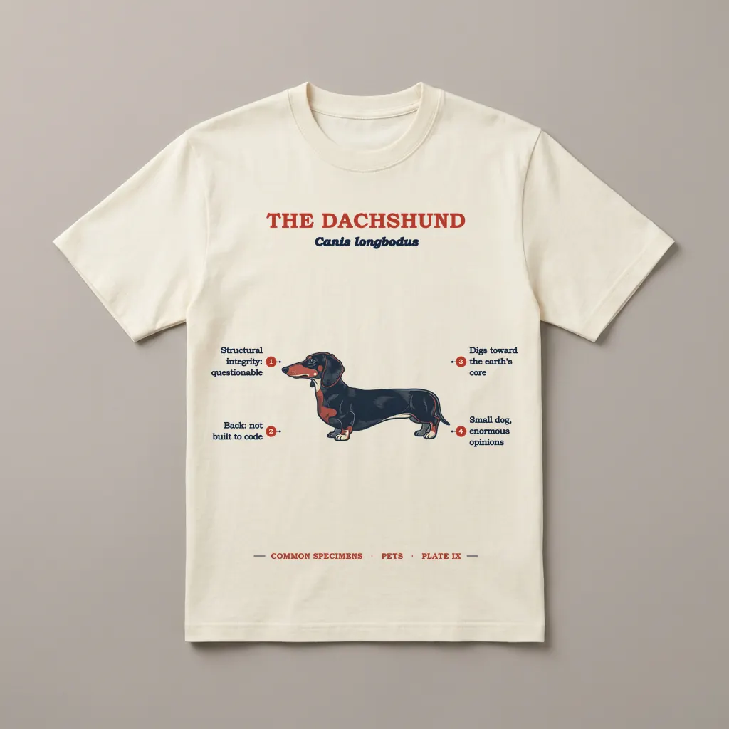 THE DACHSHUND, printed on a tee