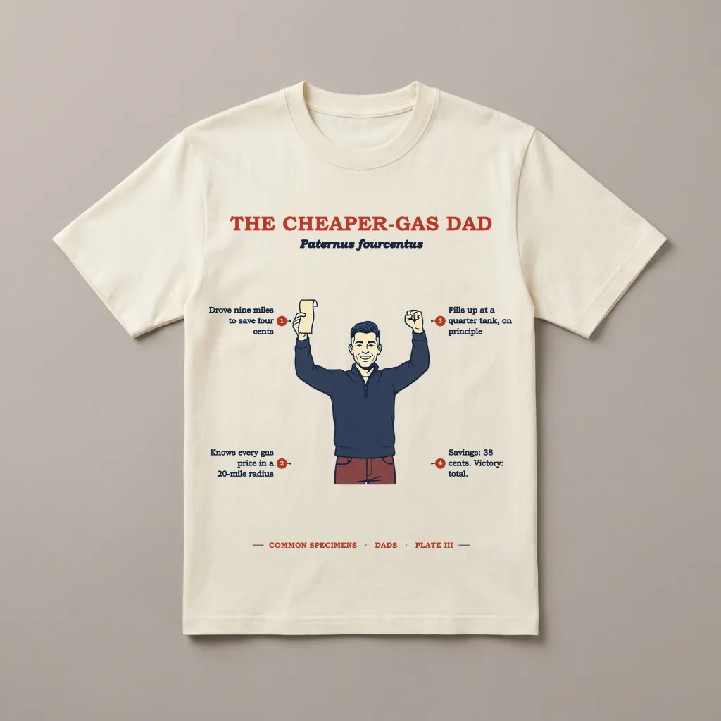 THE CHEAPER-GAS DAD, printed on a tee