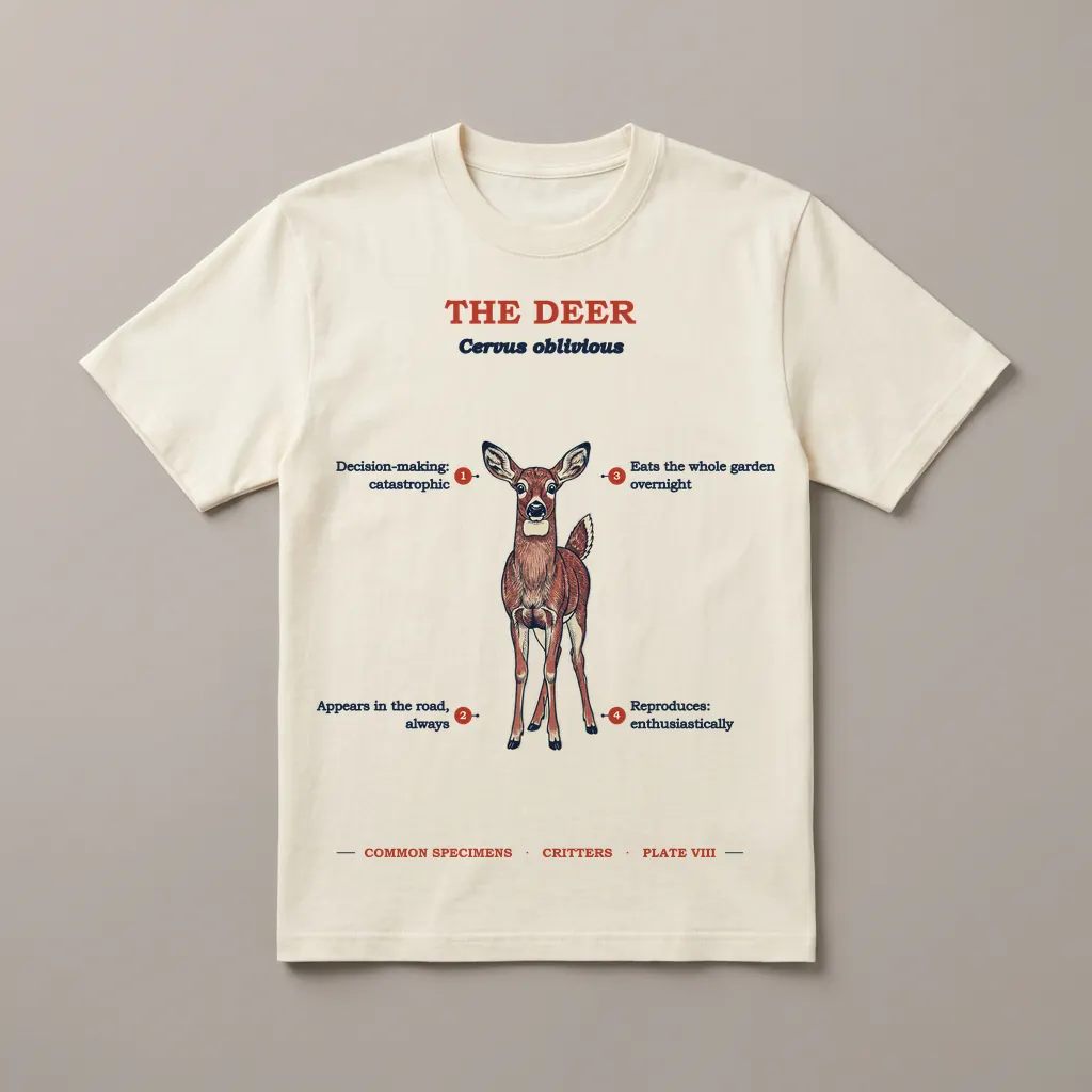 THE DEER, printed on a tee
