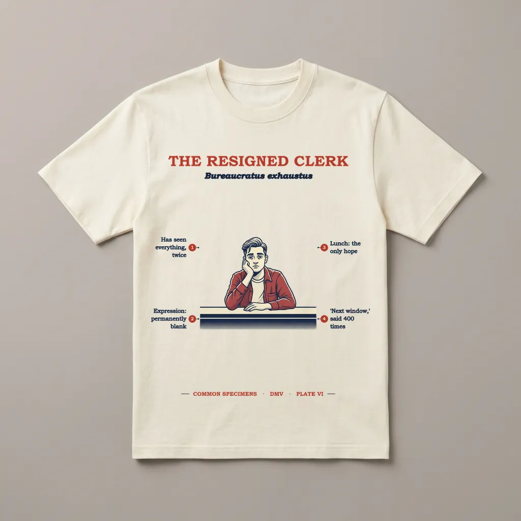 THE RESIGNED CLERK, printed on a tee