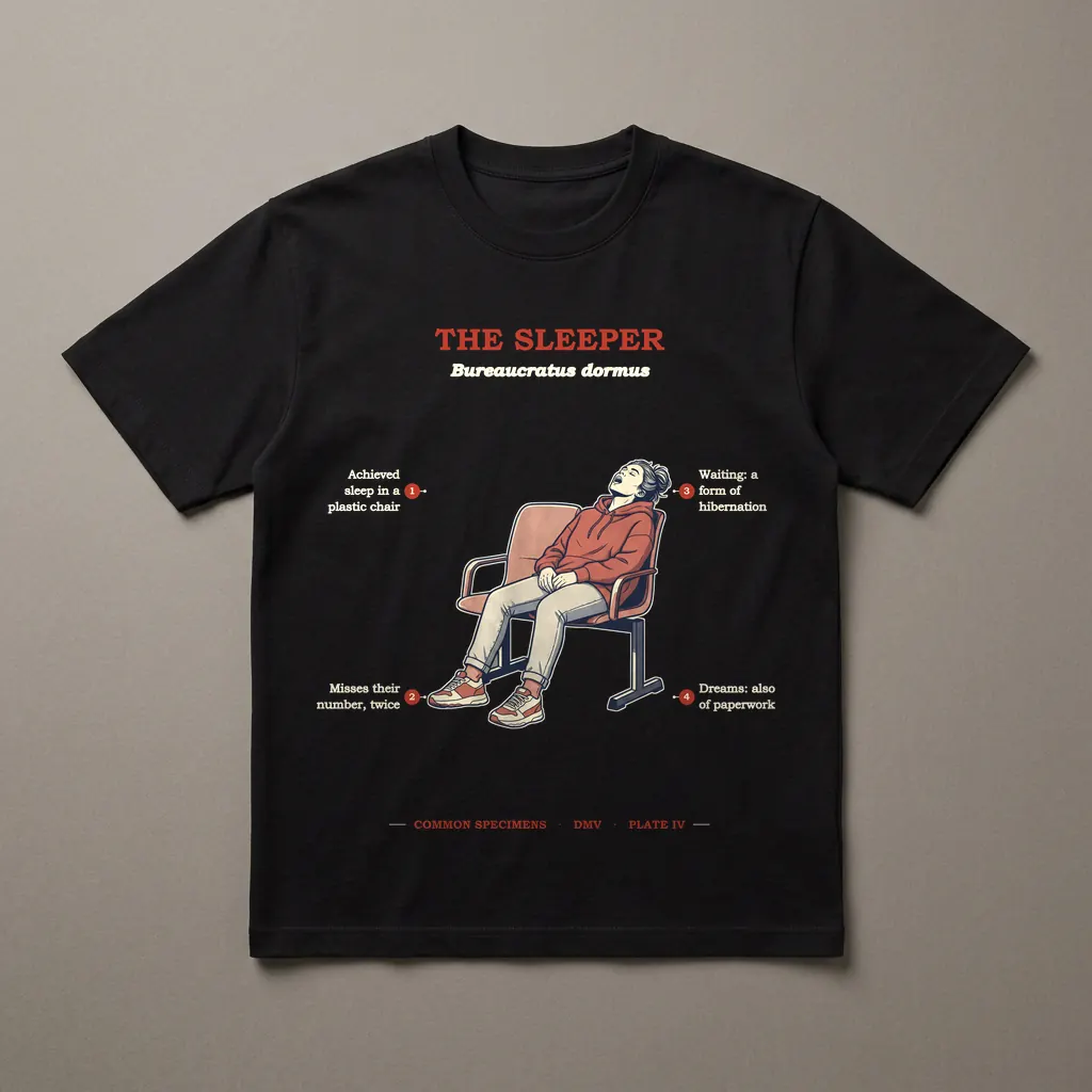 THE SLEEPER, printed on a dark garment