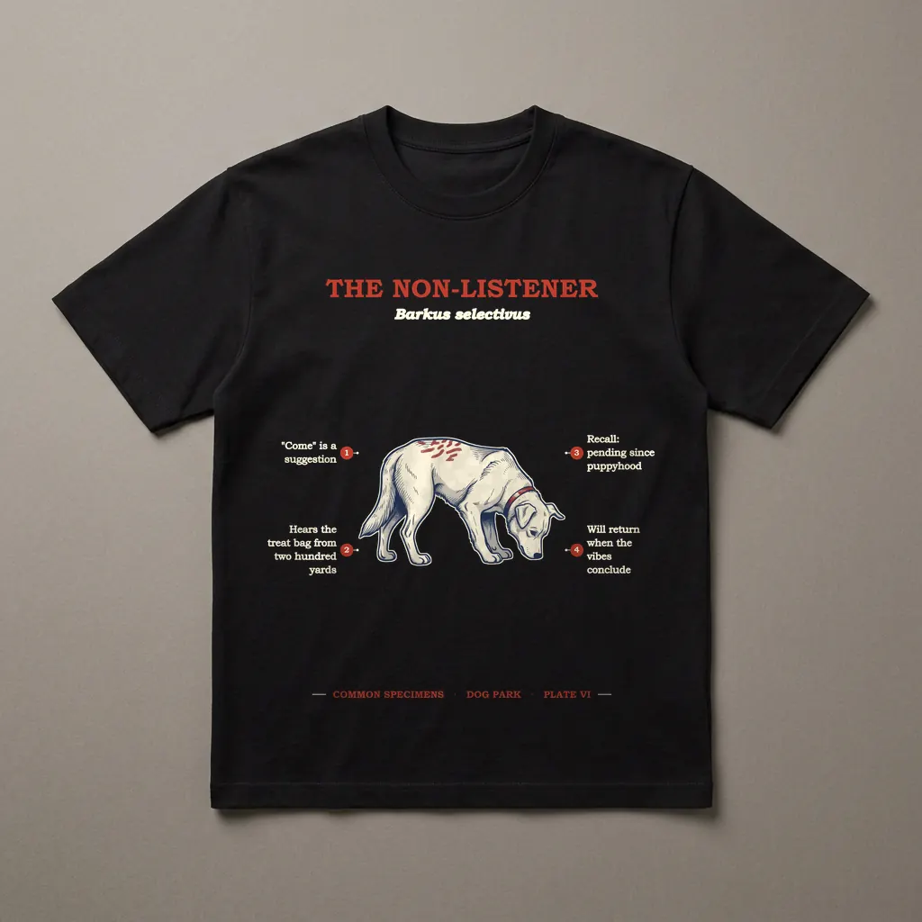 THE NON-LISTENER, printed on a dark garment