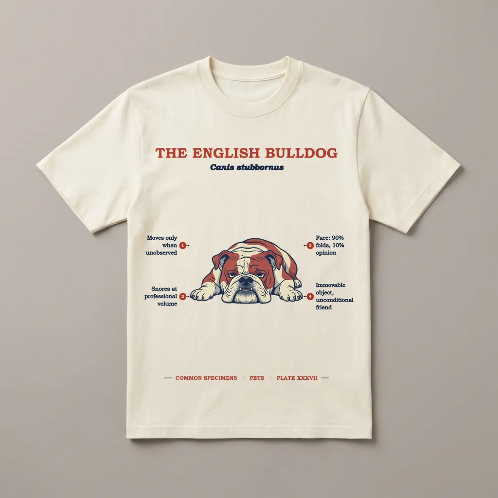 THE ENGLISH BULLDOG, printed on a tee