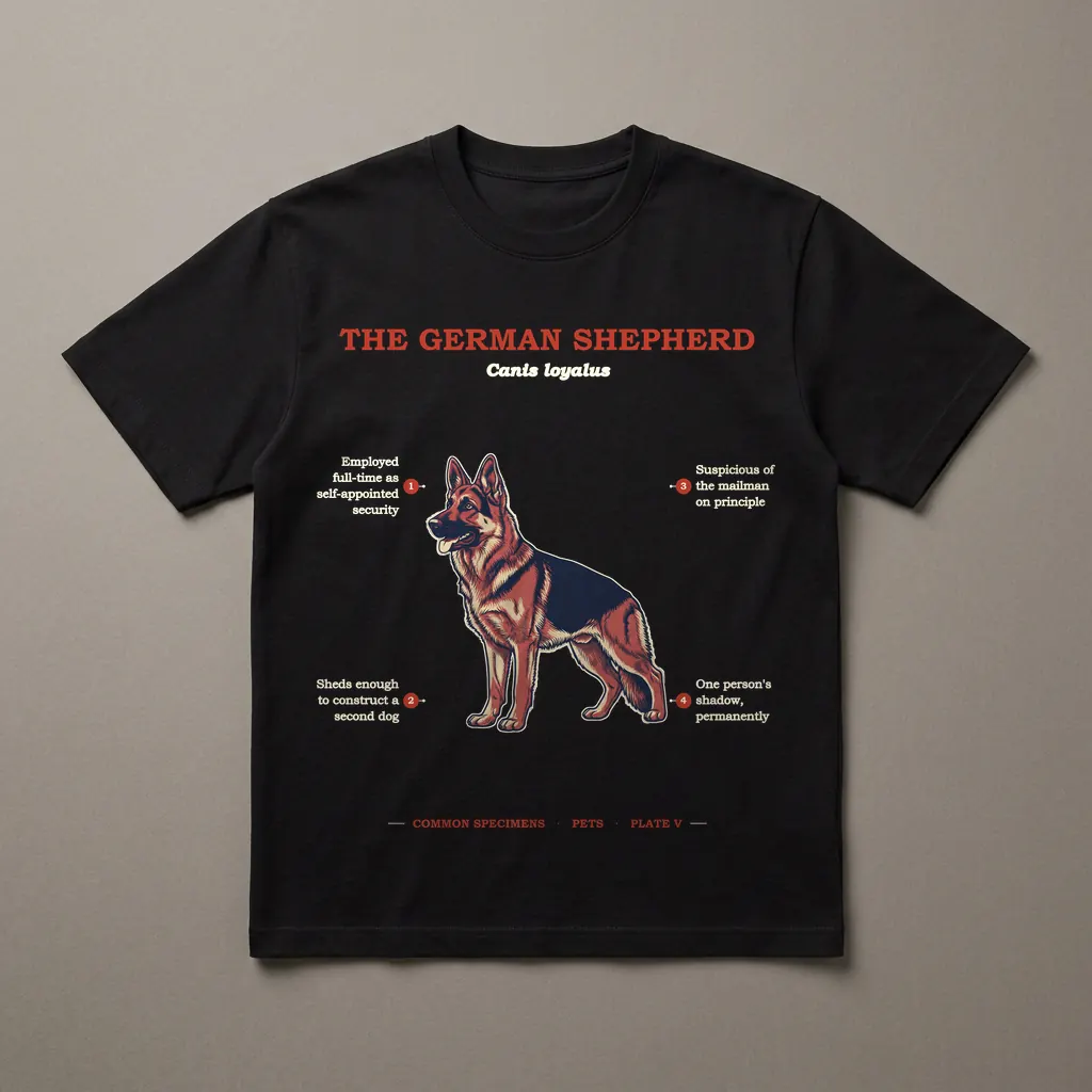 THE GERMAN SHEPHERD, printed on a dark garment