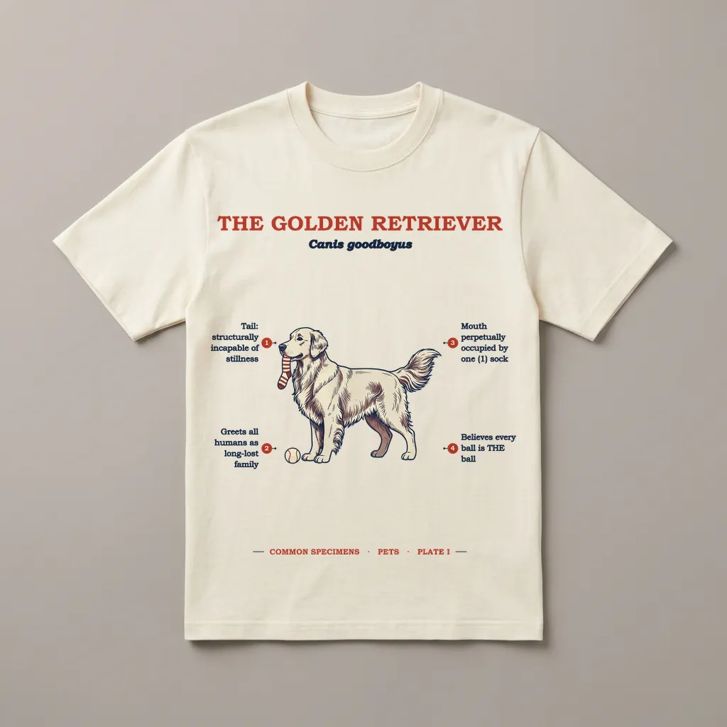 THE GOLDEN RETRIEVER, printed on a tee