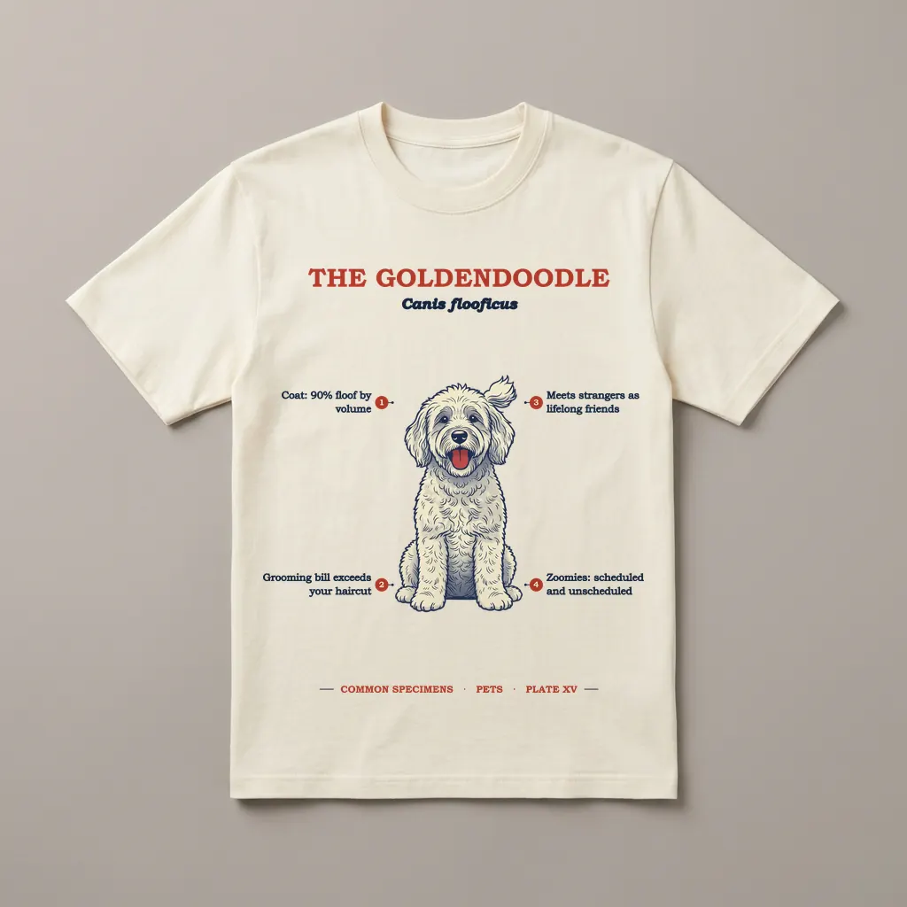 THE GOLDENDOODLE, printed on a tee
