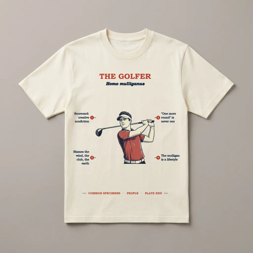 THE GOLFER, printed on a tee
