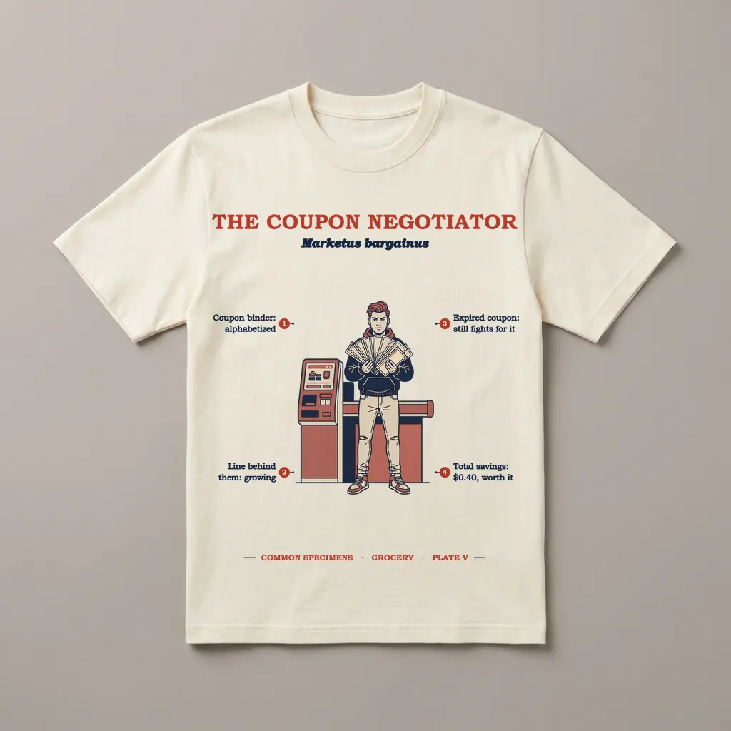 THE COUPON NEGOTIATOR, printed on a tee