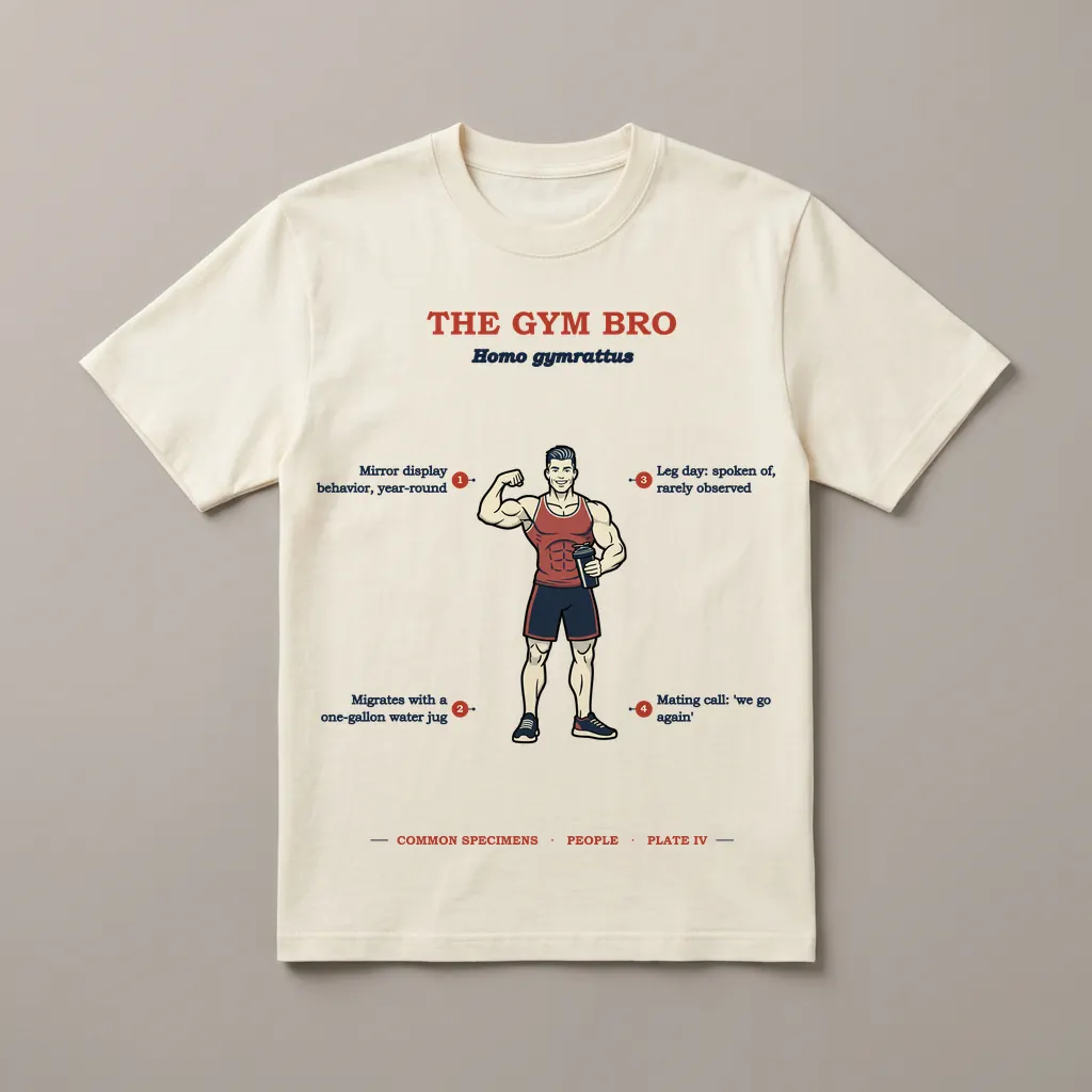 THE GYM BRO, printed on a tee