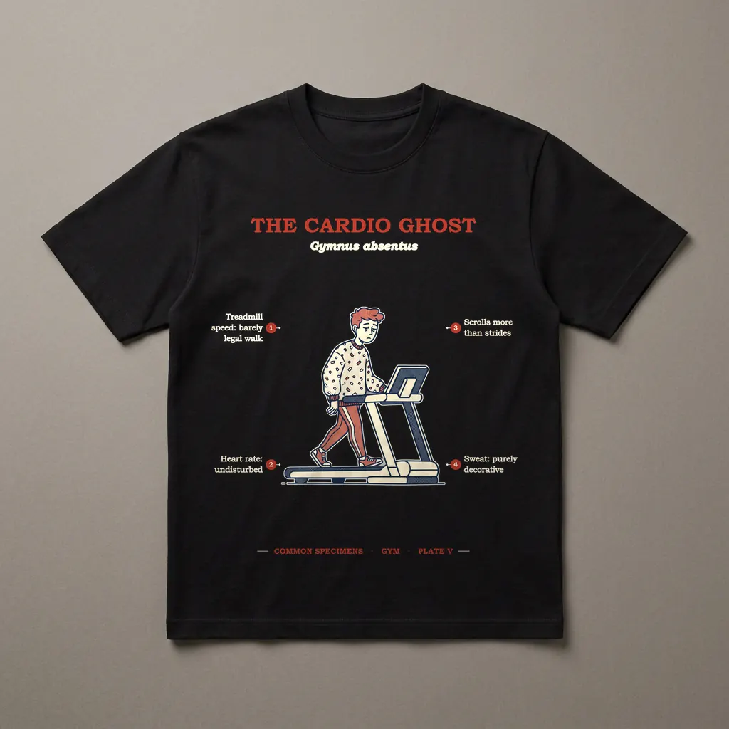 THE CARDIO GHOST, printed on a dark garment
