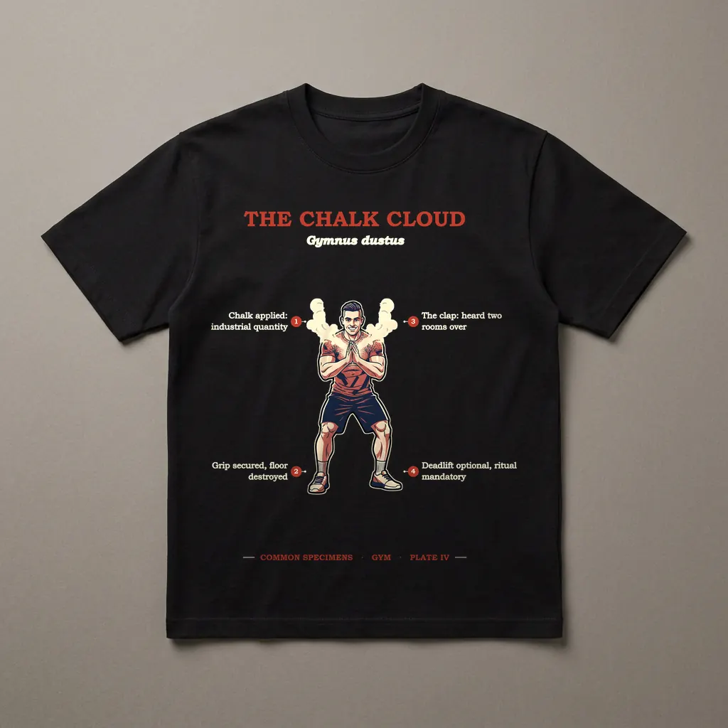 THE CHALK CLOUD, printed on a dark garment