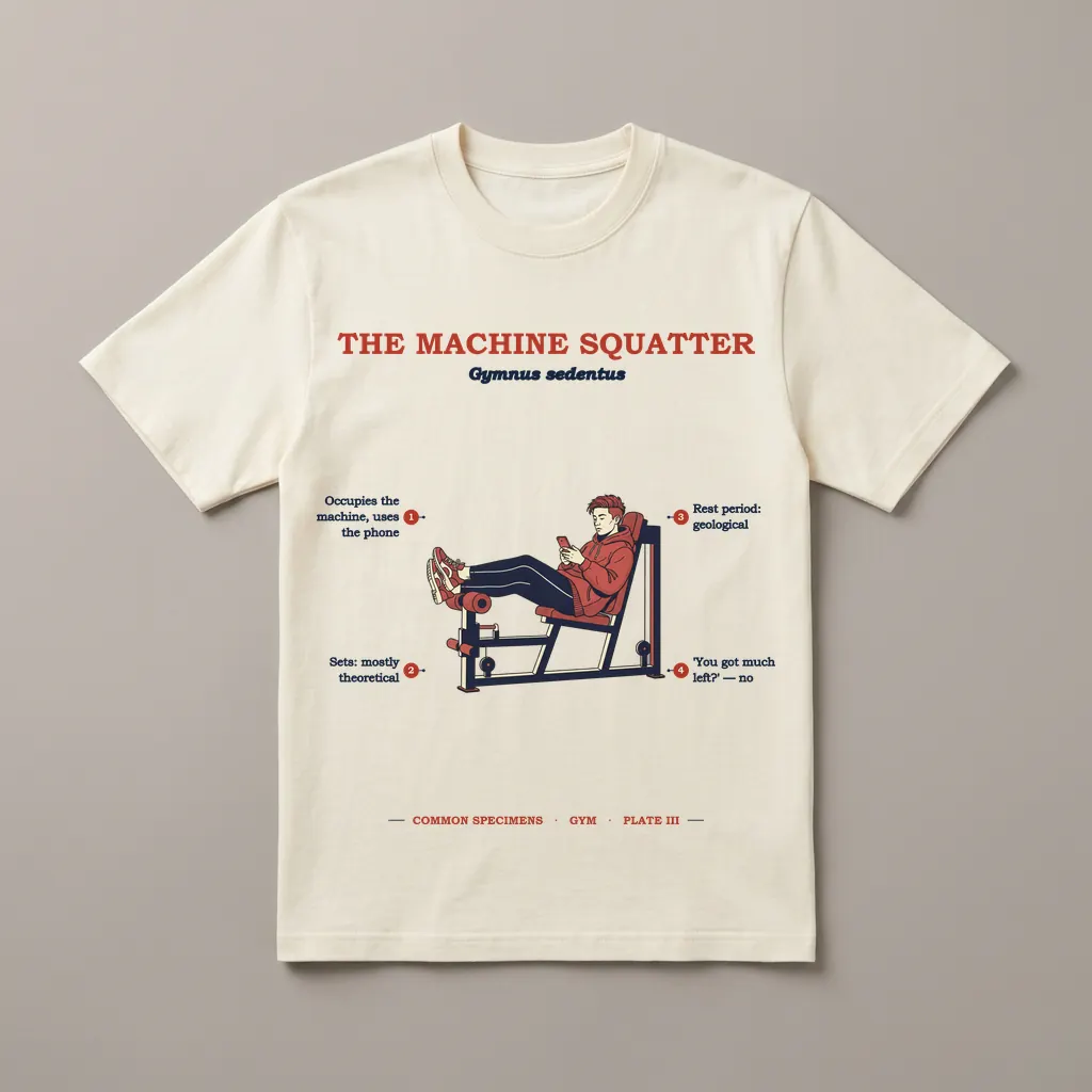 THE MACHINE SQUATTER, printed on a tee
