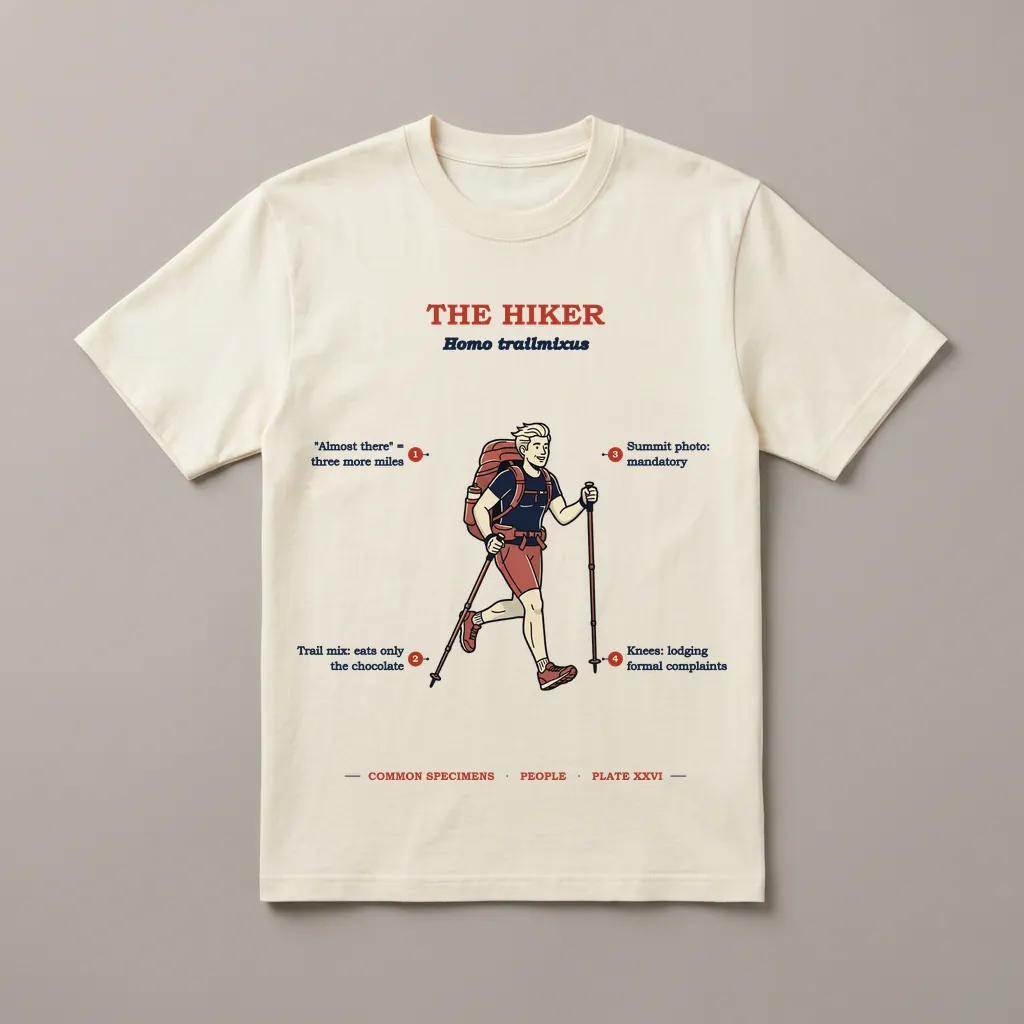 THE HIKER, printed on a tee