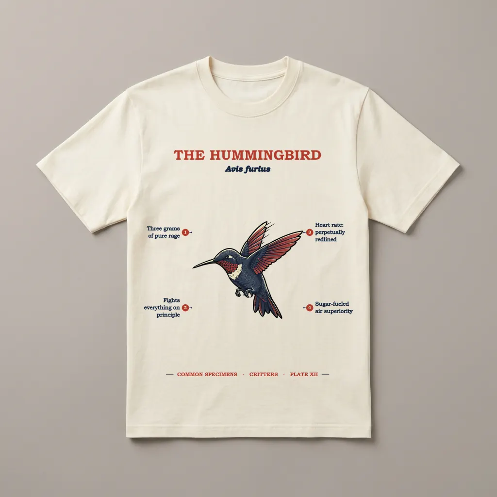 THE HUMMINGBIRD, printed on a tee