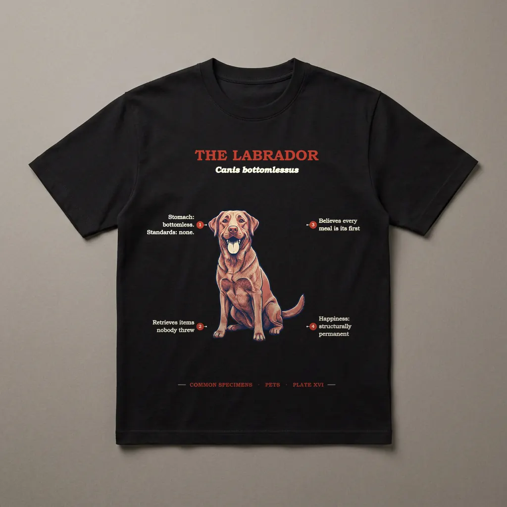 THE LABRADOR, printed on a dark garment