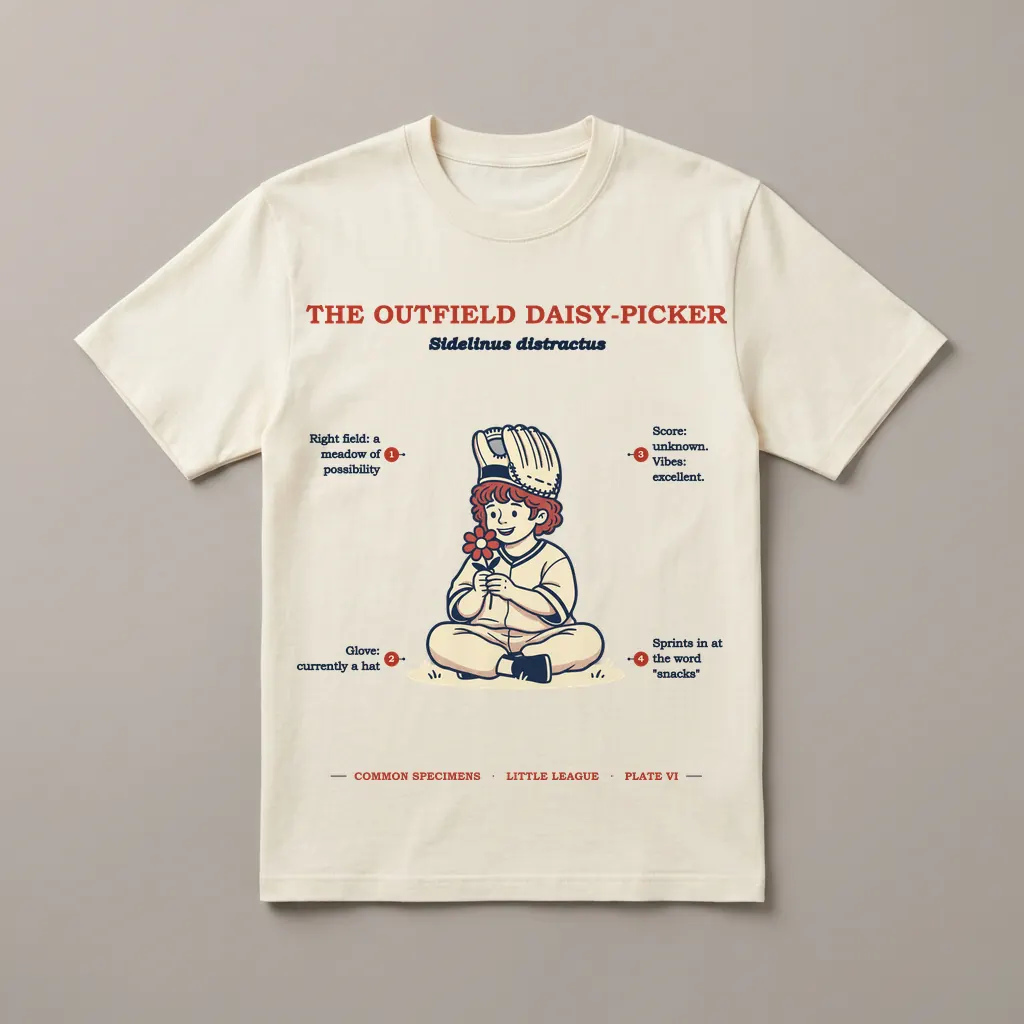 THE OUTFIELD DAISY-PICKER, printed on a tee