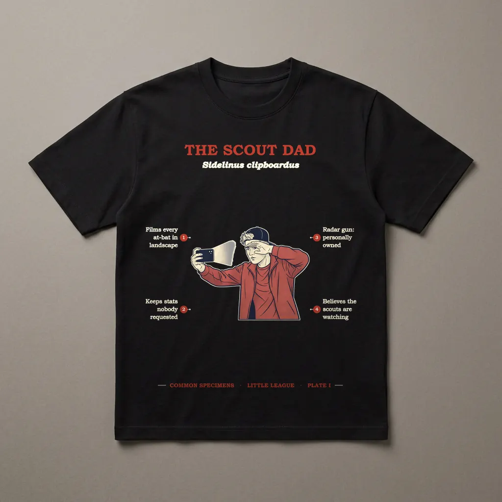 THE SCOUT DAD, printed on a dark garment