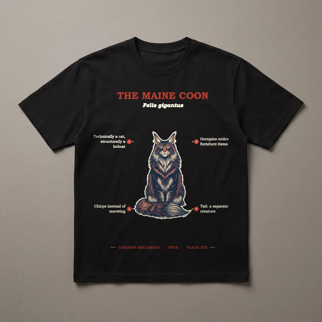 THE MAINE COON, printed on a dark garment
