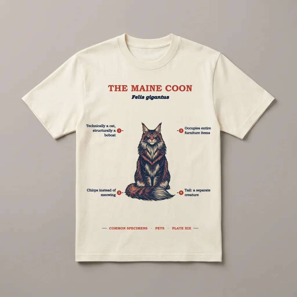 THE MAINE COON, printed on a tee