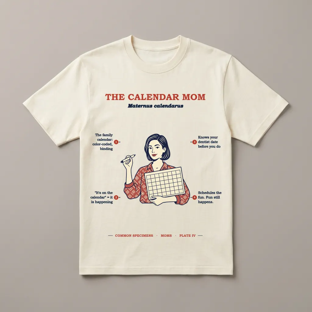 THE CALENDAR MOM, printed on a tee