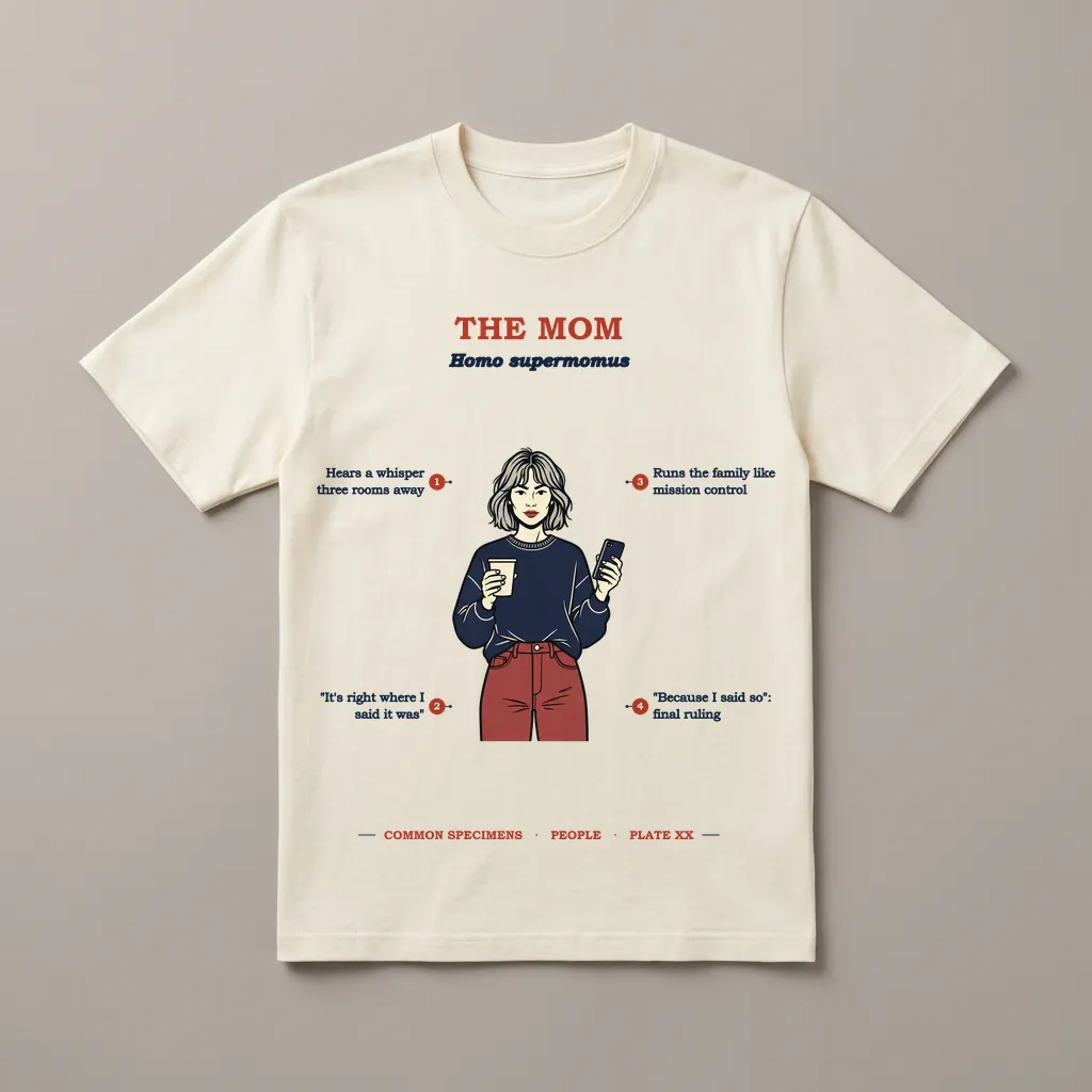 THE MOM, printed on a tee