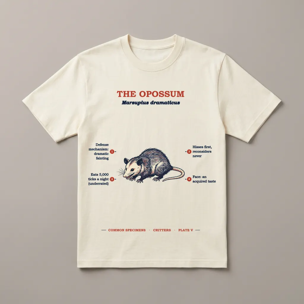 THE OPOSSUM, printed on a tee