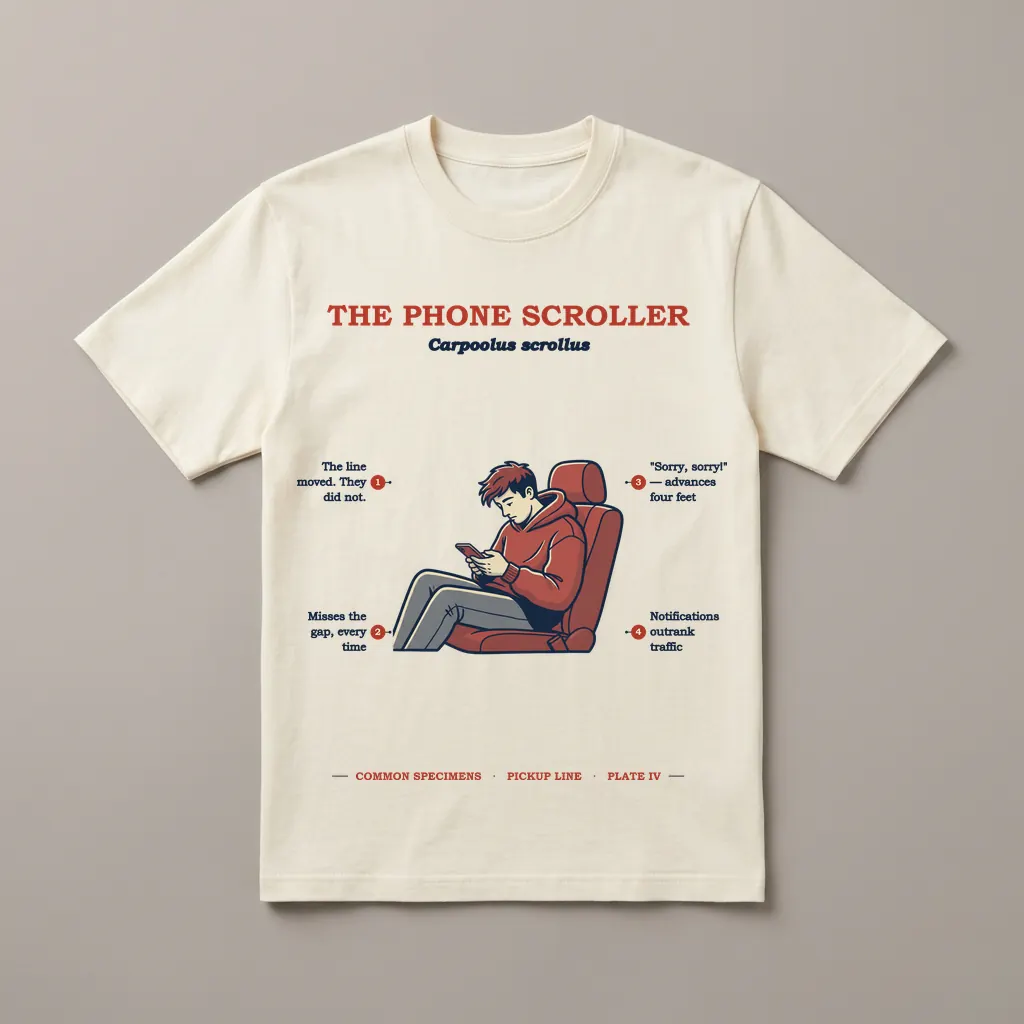 THE PHONE SCROLLER, printed on a tee