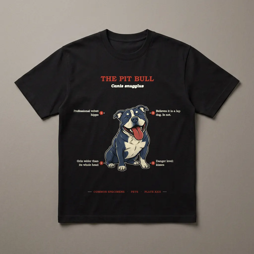 THE PIT BULL, printed on a dark garment