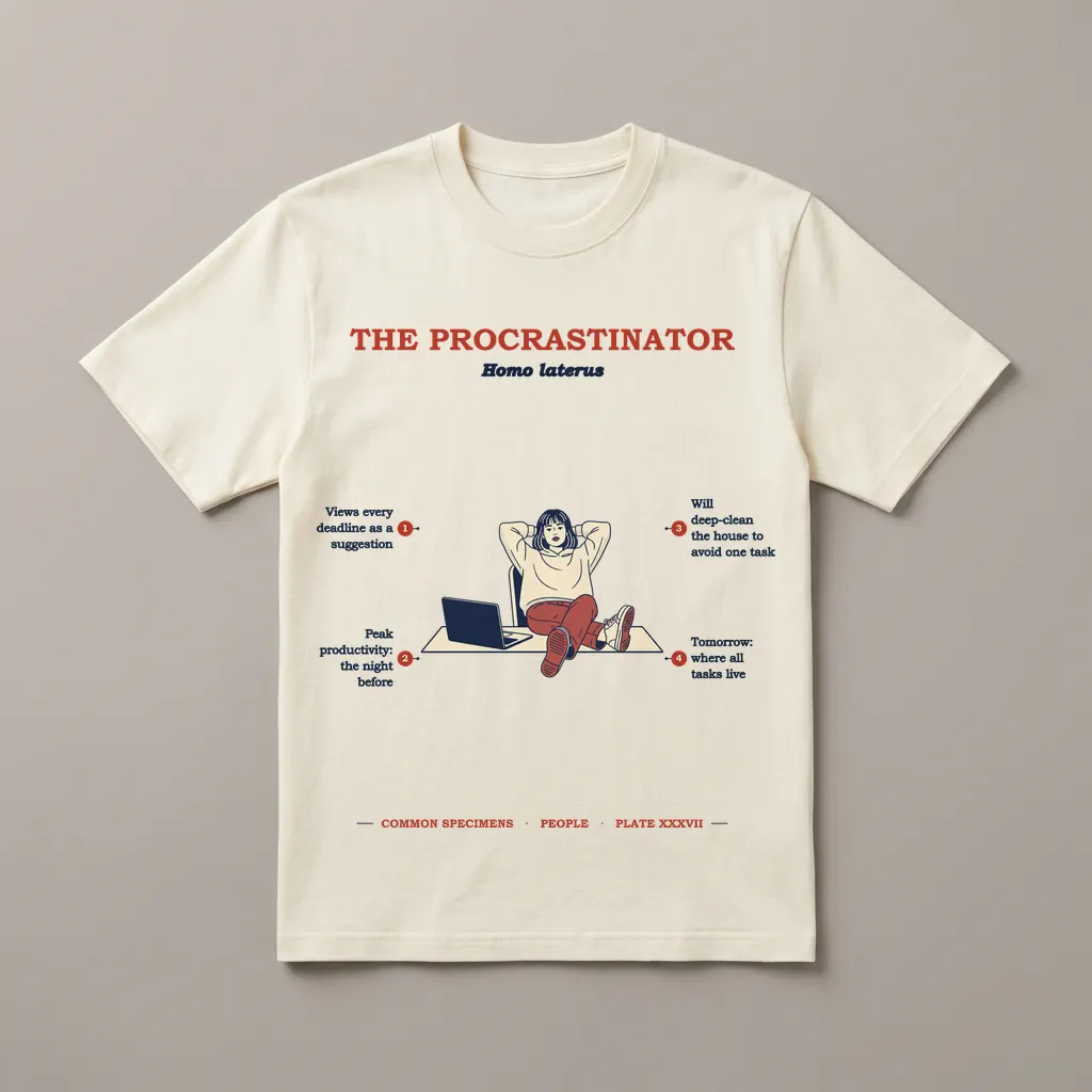 THE PROCRASTINATOR, printed on a tee