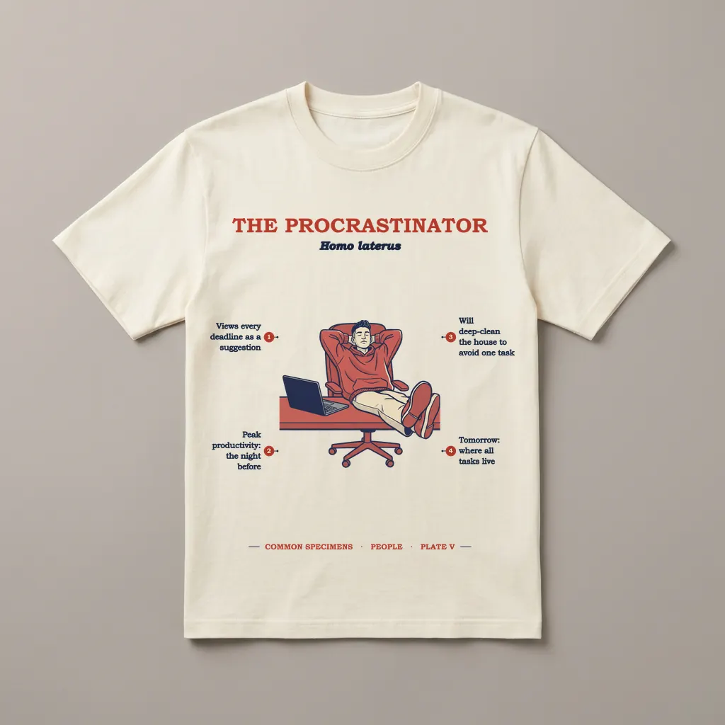 THE PROCRASTINATOR, printed on a tee