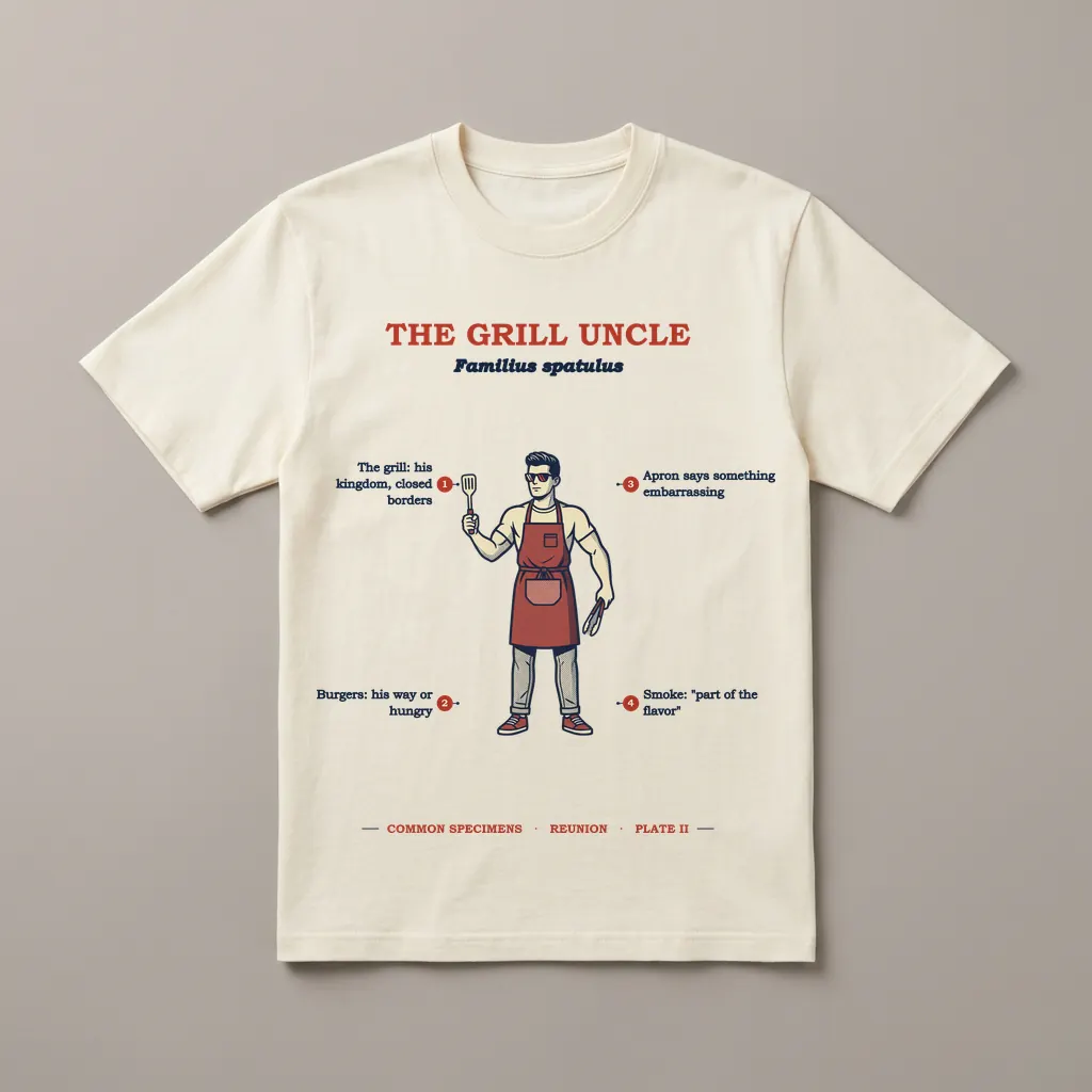 THE GRILL UNCLE, printed on a tee