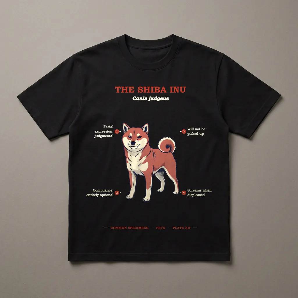 THE SHIBA INU, printed on a dark garment