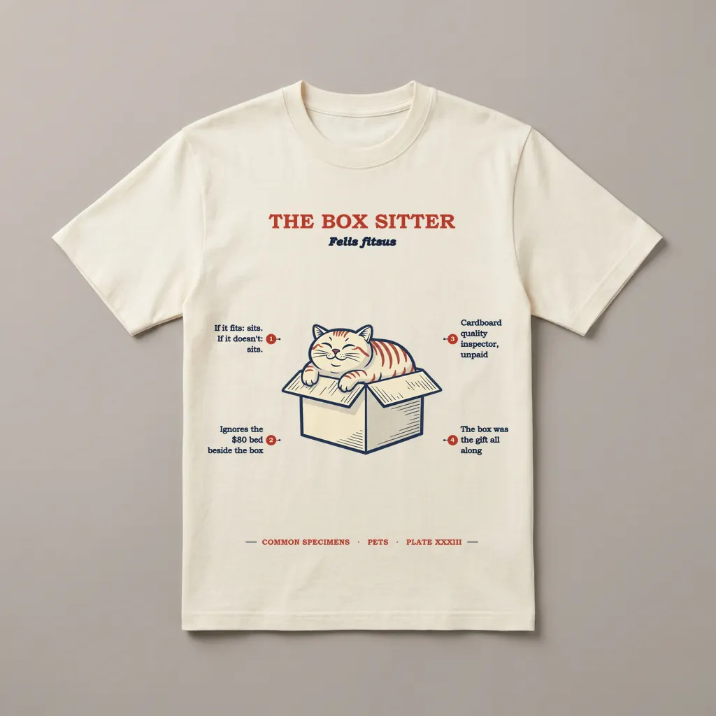 THE BOX SITTER, printed on a tee