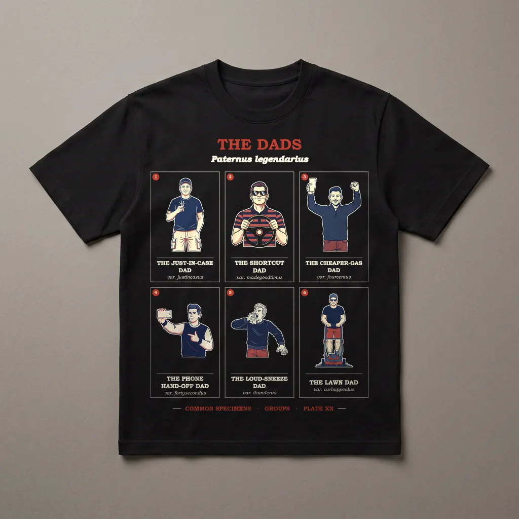 THE DADS, printed on a dark garment