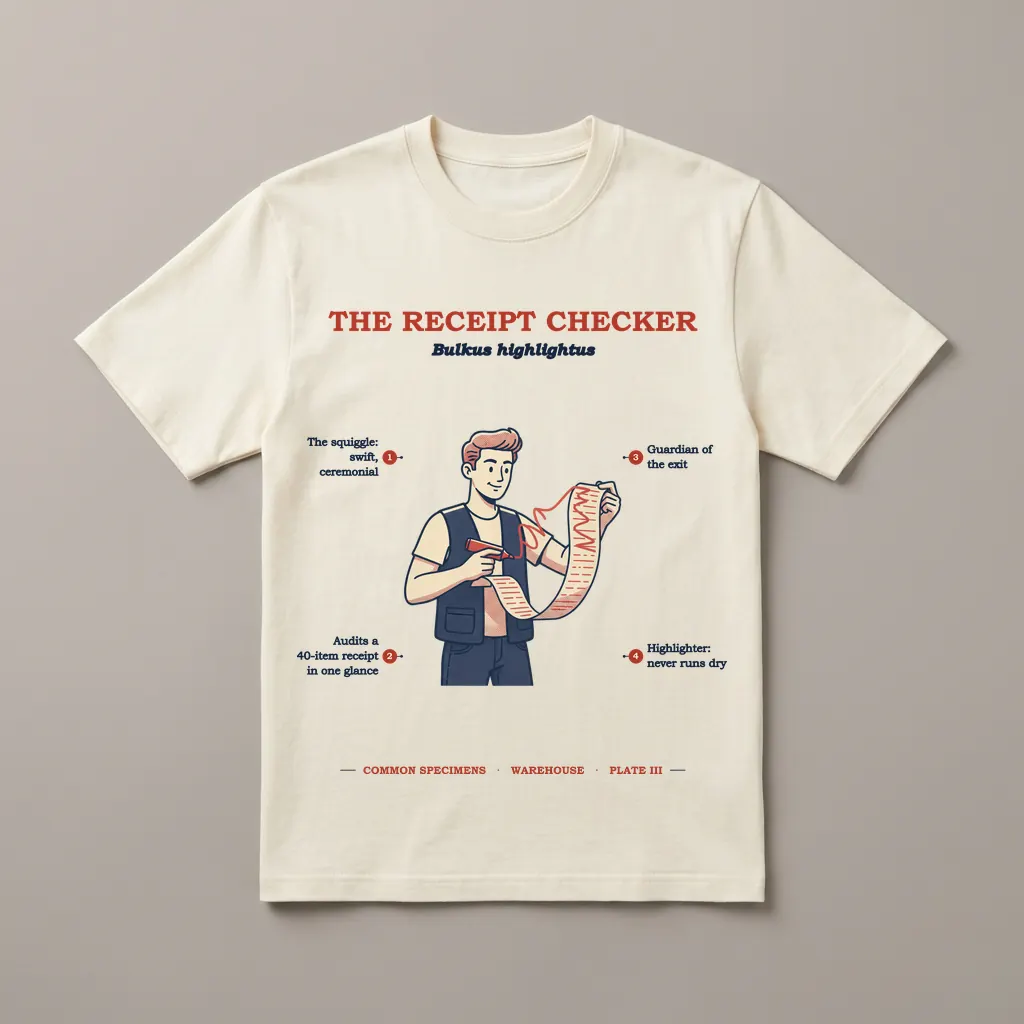 THE RECEIPT CHECKER, printed on a tee