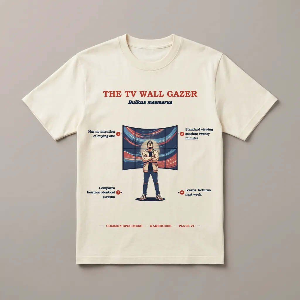 THE TV WALL GAZER, printed on a tee