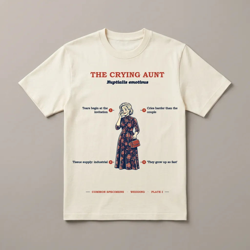 THE CRYING AUNT, printed on a tee
